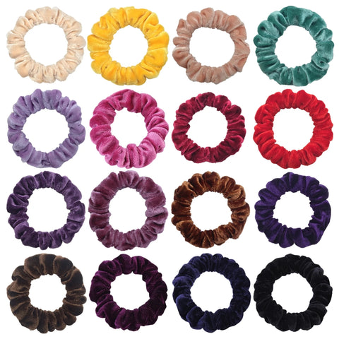 10pcs/pack Women Colorful Velvet Scrunchies Elastic Hair Bands Solid Color Hair Ties Ponytail Holder Accessories Fabric Leopard