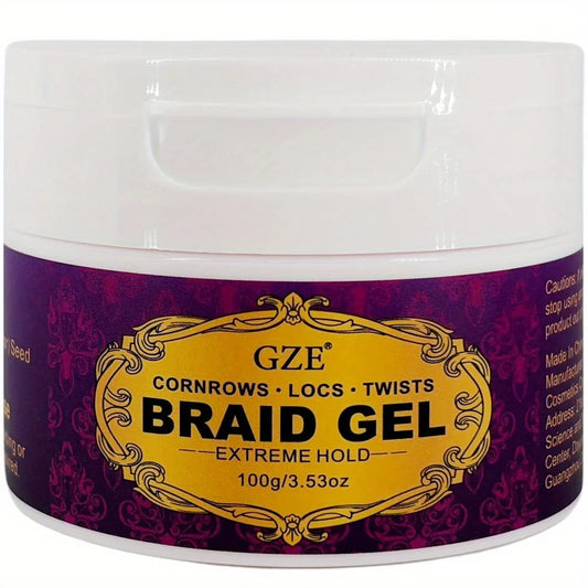 GZE Braid Gel Extra Hold High Shine Braiding Gel & Edge Control Conditioning No Flake Suitable For Twist Locs Braids Edge