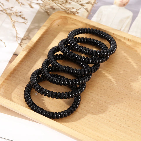 AWAYTR 6pcs Cute and Colorful Spiral Hair Ties Resin Jelly Coil Hair Rings for Women and Girls Ponytail Holders Hair Accessories