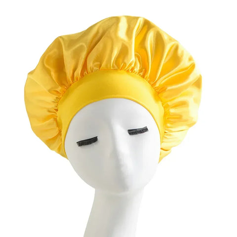 New Satin Wide Brim Nightcap Silky Bonnet Hair Wrap for Sleeping Sleep Cap with Elastic Soft Band Styling Cap Hair Wrapping Tool