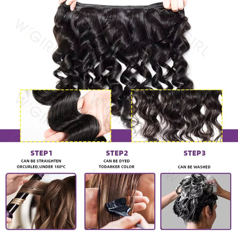 Wigirl Loose Wave Bundles 100% Human Hair Raw Virgin Unprocessed  Extensions 2 3 4 Loose Deep Wave Bundles Double Weft Wholesale