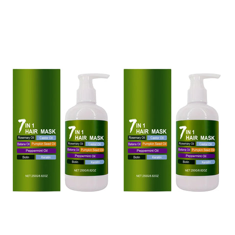 7-in-1 Hair Mask with Rosemary Castor Oil Biotin for Growth Strength Frizz Control Hydrate Hair Keratin Treatment Conditioner