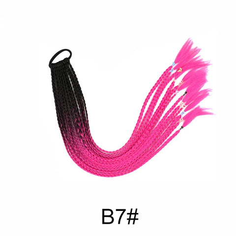 Synthetic 24Inch Y2K Rainbow Horsetail Wig Long Boxing Braid Hair Ponytail Extension High Temperature Fiber Hairpiece for Women