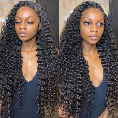 HD 13x6 Deep Curly Lace Front Wig 100% Human Hair Wigs 13x4 Loose Deep Wave 30 32 Inch Transpaent Lace Frontal Wig Pre Plucked