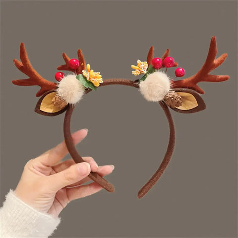 Christmas Hair Hoop Antler Christmas Headwear Hair Band Fashion Red Winter Plush Cute Headband Hair Clip New Hair Accessories