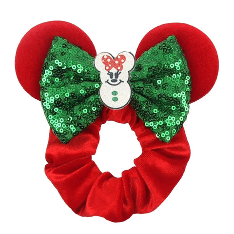 Disney Christmas Day Scrunchies Haarband Vrouwen Elastische Paardenstaart Houder Meisjes Pailletten Strik Kids Haaraccessoires