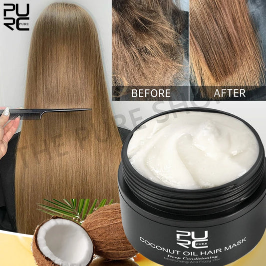 PURC Coconut Oil Hair Mask Smoothing Straightening Keratin Hair Treatments Nourish Repair Damaged Frizz Masks Hair Care Products