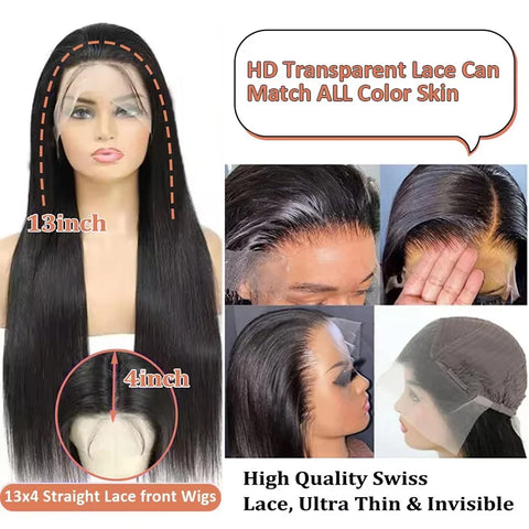 30 40 inch13x5 13x7 Lace Closure Wig Brazilian 13x4 Lace Frontal Wig 13x6 Hd Straight Lace Front Human Hair Wigs For Black Women