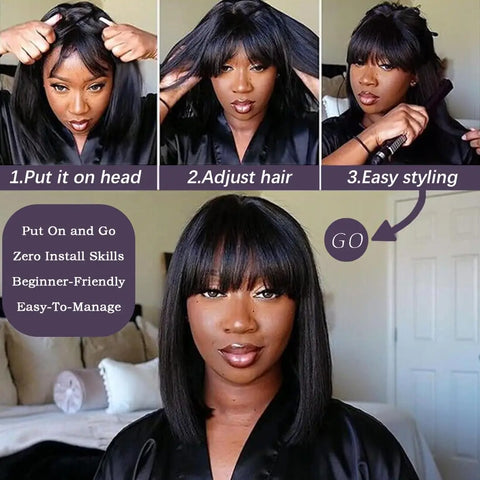 Rosslyn Bob Wig Human Hair Straight Wigs Full Machine Wig Black Wig 1b Bleached Knoted Short Human Hair Wigs Brazilian Original