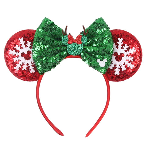 2024 New Christmas Mickey Minnie Mouse Headband Women Disney Ear Hairband Kids Xmas Party Hair Accessories Hot Festival Cosplay