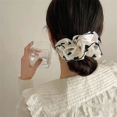 3Pcs/set Minimalist Sweet Fabric Hair Ties for Women Floral Polka Dot Printed Hair Scrunchies with Elastic Hair Accessories