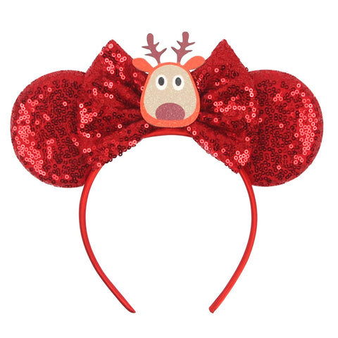 2024 New Christmas Mickey Minnie Mouse Headband Women Disney Ear Hairband Kids Xmas Party Hair Accessories Hot Festival Cosplay
