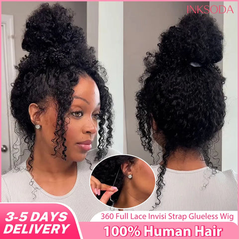 Deep Wave 360 HD Full Lace Front Wigs Curly Wig 100% Brazilian Human Hair Pre Plucked Invisible Strap Glueless Wig Water Wave