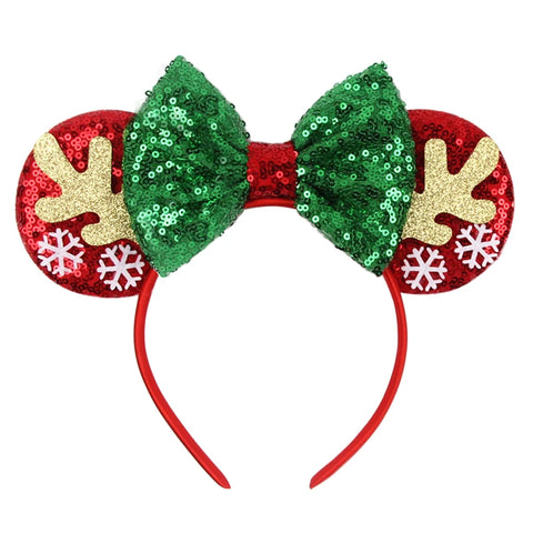 2024 New Christmas Mickey Minnie Mouse Headband Women Disney Ear Hairband Kids Xmas Party Hair Accessories Hot Festival Cosplay