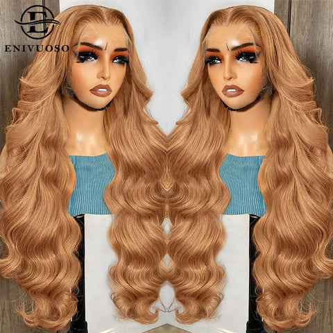 Chocolate Brown Lace Wig with Baby Hair Reddish Brown Colored 13x4 HD Body Wave Lace Front Wigs For Women Synthetic Glueless Wig