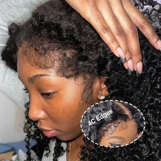 Kinky Curly 4C Edges Curly Baby Hair Lace Wigs Human Hair 13x6 HD Lace Frontal Wig Afro Curly 13x4 Lace Front Human Hair Wigs
