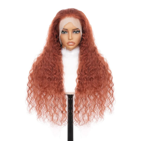 Human Hair Wigs Ginger Deep Wave 13X6 30inch Hd Lace Frontal Wigs Human Hair 220 Density Brazilian Hair Colored Lace Front Wigs
