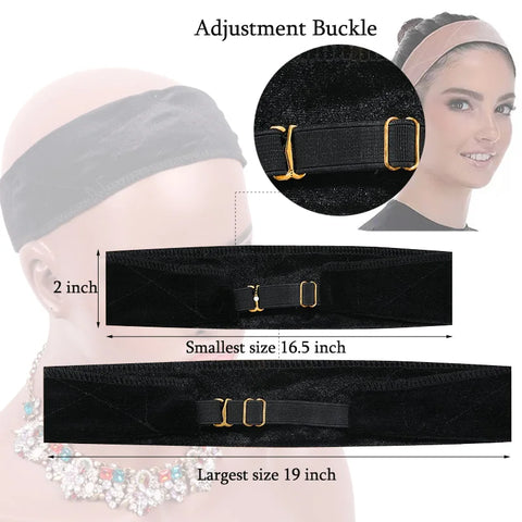 Plussign Wig Grip Headband For Lace Frontal Wigs Adjustable Invisible Wig Hair Band Nude Non-Slip Velvet Wig Band To Hold Wigs