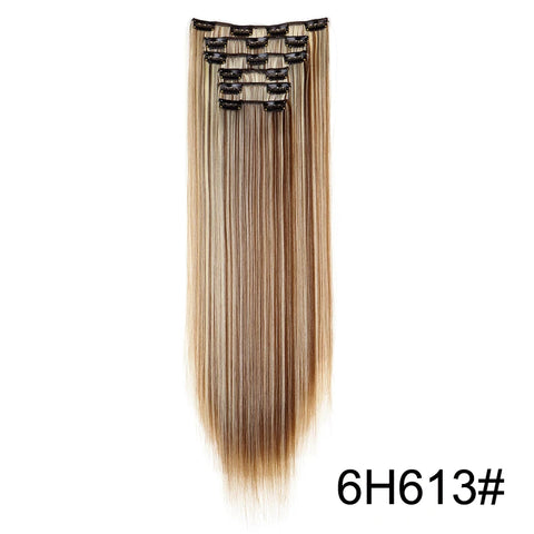WIGSIN Synthetic 6pcs/set Long Straight Clip-in Hair Extension Invisible Seamless Extension Black Brown Hairpiece for Women