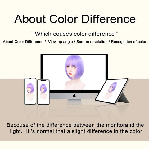 Short, light purple bob hairstyle synthetic wig for Halloween party cosplay wig, daily high-temperature hair accessory wig set
