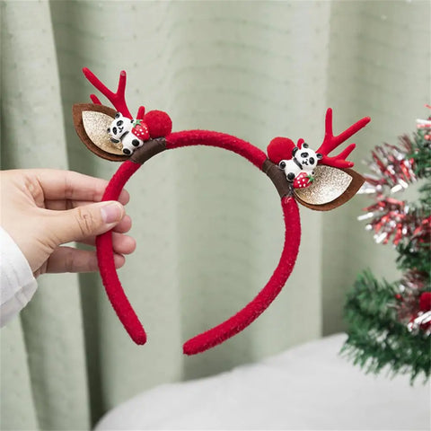Christmas Hair Hoop Antler Christmas Headwear Hair Band Fashion Red Winter Plush Cute Headband Hair Clip New Hair Accessories