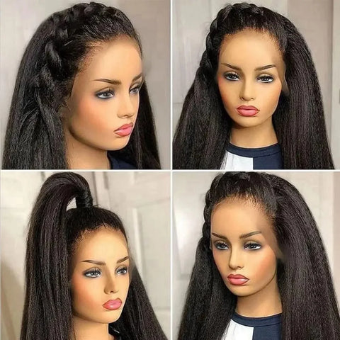 Kinky Straight 13x4 Lace Front Wigs Human Hair For Women Brazilian 4x4 Transparent Lace Closure Wigs Yaki Human Hair Wigs
