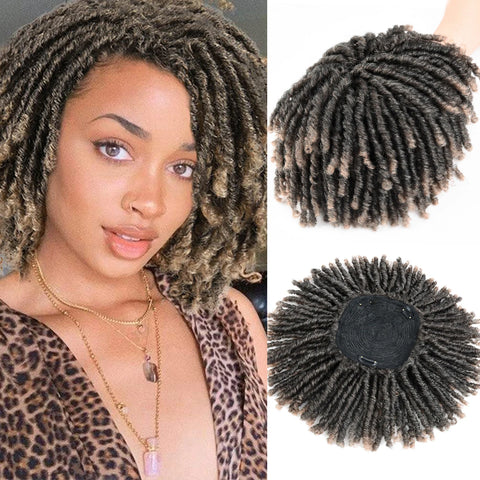 Synthetic Dreadlock Hair Toppers Wig with Clips in Faux Locs Braided Half Wigs Short Locks Hair Toupee for Women and Men