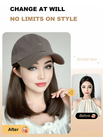 Synthetic12/16/18inch duckweave cap straight hair inward wig baseball capwater wave wig extensions ponytail daily Christmas