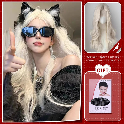 WTB Synthetic Long Straight Hair Black Lolita Wigs with Bangs for Women Fashion Female Cosplay Party Christmas Wigs Multicolor