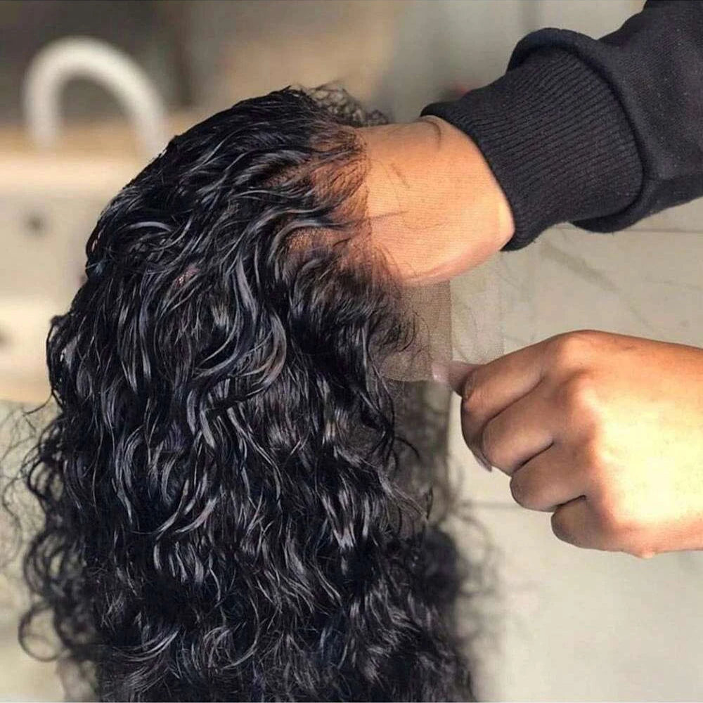 40 Inch HD 13x6 Deep Wave Lace Frontal Wigs Brazilian 13x4 Water Wave Curly Lace Front Human Hair Wigs For Women 250 Density