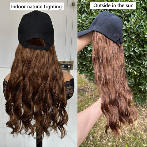 Baseball Hat Hooded Wig Hat Wig Wavy Curl Wig Synthetic Wig Beginners Friendly Heat Resistant Natural Looking For Daily Use