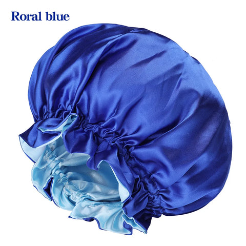 Women Satin Solid Sleeping Hat Night Sleep Cap Bathroom Accessories For Women Shower Caps Waterproof Sleeping Hair Bonnets Cap