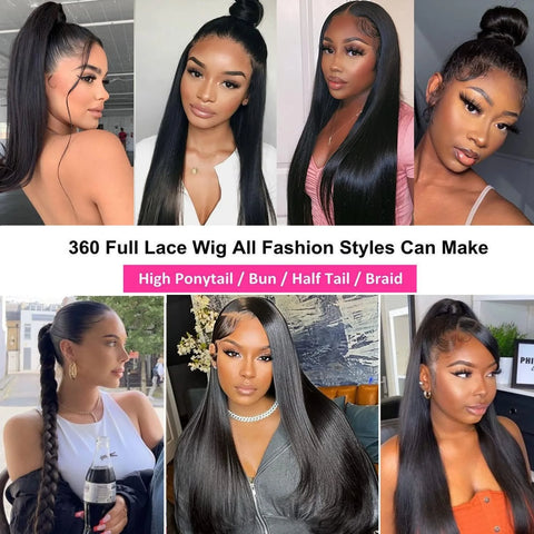 Invisi Strap 360 Full Glueless Lace Front Wigs Human Hair HD Straight Lace Frontal Wig Pre Plucked Drawstring Wig for Women
