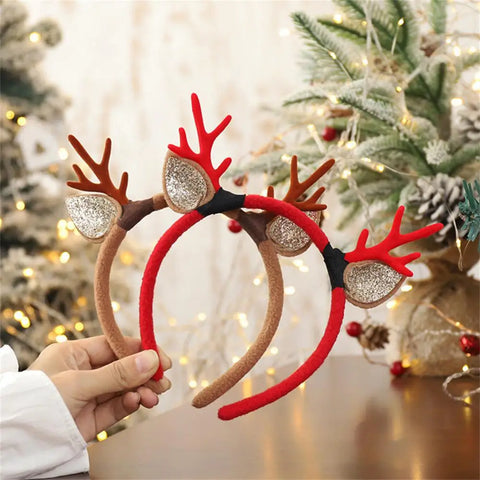 Christmas Hair Hoop Antler Christmas Headwear Hair Band Fashion Red Winter Plush Cute Headband Hair Clip New Hair Accessories