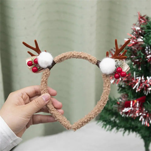 Christmas Hair Hoop Antler Christmas Headwear Hair Band Fashion Red Winter Plush Cute Headband Hair Clip New Hair Accessories