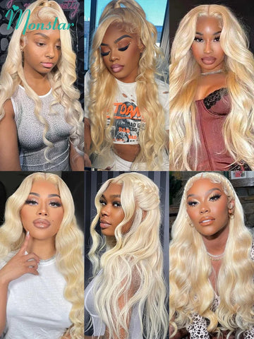 13x4 13x6 360 HD Transparent 613 Lace Frontal Wig Honey Blonde Color Brazilian Raw Body Wave Lace Front Human Hair Wig For Women