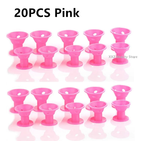 10/20PCS Pink Magic Hair Care Rollers Soft Silicone Hair Curler No Heat No Clip Hair Curling Styling DIY Tool For Curler Hair