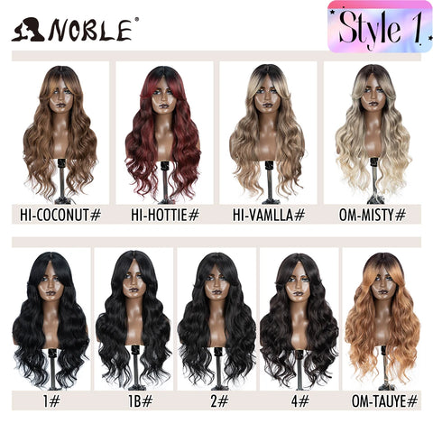 Noble Synthetic Lace Front Wig Long Wavy Side Part Body Wavy Lace Front Wig For Women Lace Front Wig Ombre Blonde Cosplay Wig