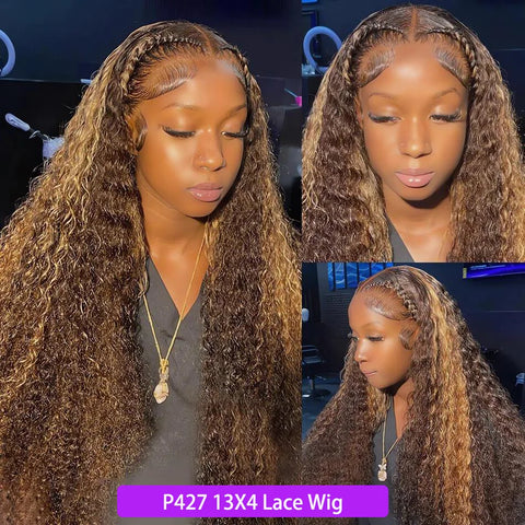 Highlight Wig Human Hair Curly Deep Wave Frontal Wig 13X6 13X4 Hd Lace Front Wigs P4/27 1B30 Brown Blonde Ombre Colored Wigs