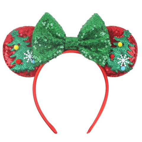 2024 New Christmas Mickey Minnie Mouse Headband Women Disney Ear Hairband Kids Xmas Party Hair Accessories Hot Festival Cosplay