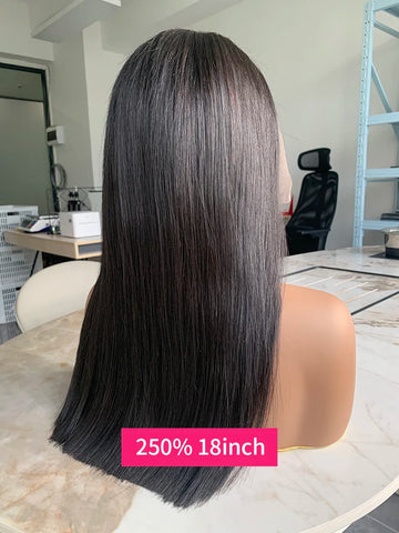 Raw Hair Vietnamese 250 Density 100 Human Hair Lace Frontal Wigs Straight Natural Black 13x6 Bob Wig Lace Front Human Hair Wigs