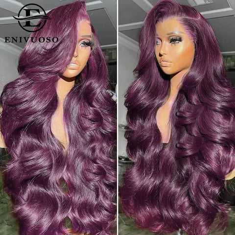 13x4 Chocolate Brown Body Wave Lace Front Wigs For Black Women Heat Resistant Fiber Reddish Brown Colored HD Lace Synthetic Wig