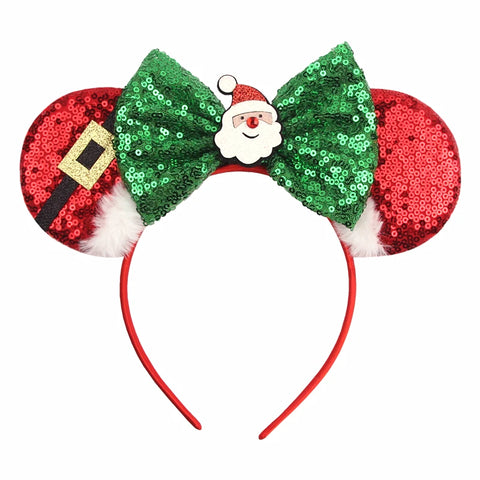 2024 New Christmas Mickey Minnie Mouse Headband Women Disney Ear Hairband Kids Xmas Party Hair Accessories Hot Festival Cosplay