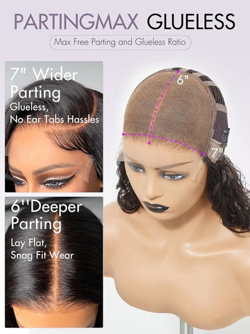 7X6 Hd Partingmax Glueless Wig Chestnut Brown Highlights Curly Closure Hd Lace Wig Breathable Cap (16 Inch & Precut Lace)