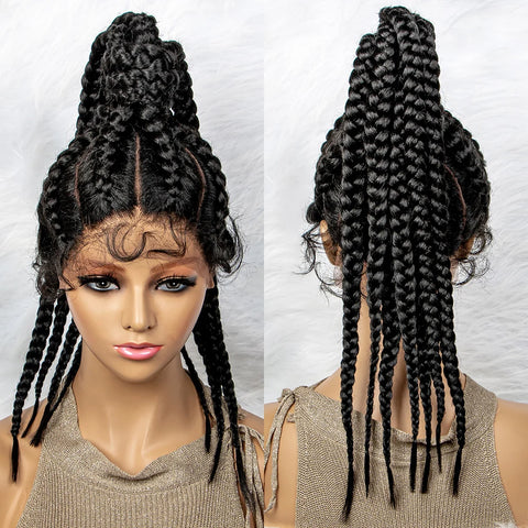 Braided Lace Front Wigs 360 Synthetic Wig 24inches Box Wig Braids African Braiding Hair With Baby Hair Ponytail hair