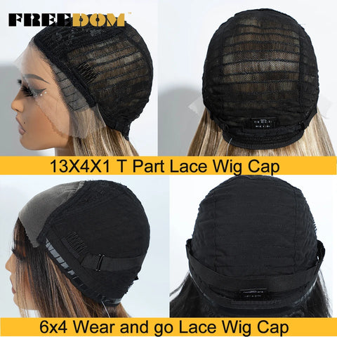 Synthetic Lace Front Wigs For Black Woman Layered Straight Wear and Go Glueless Wigs Ombre Brown T Part & 6x4 Pre Plucked Wig