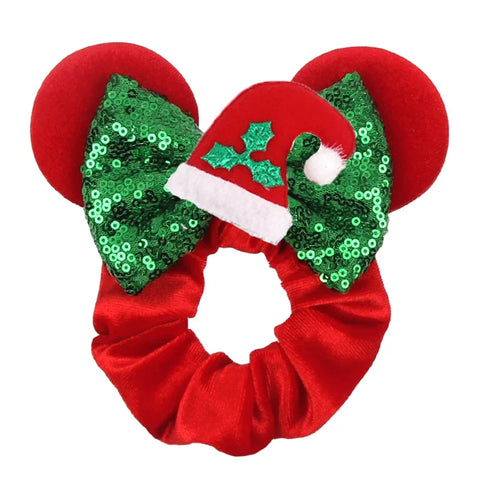 Disney Christmas Day Scrunchies Haarband Vrouwen Elastische Paardenstaart Houder Meisjes Pailletten Strik Kids Haaraccessoires