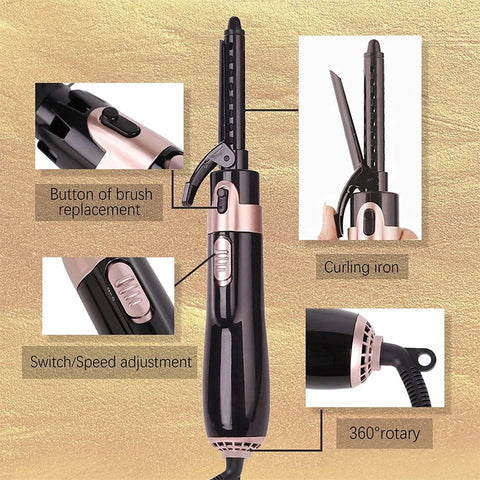 4 In 1 Hair Dryer Brush Electric Hot Air Comb Multifunction Hair Curler Straightener Curler Negative Ion Hair Dryer