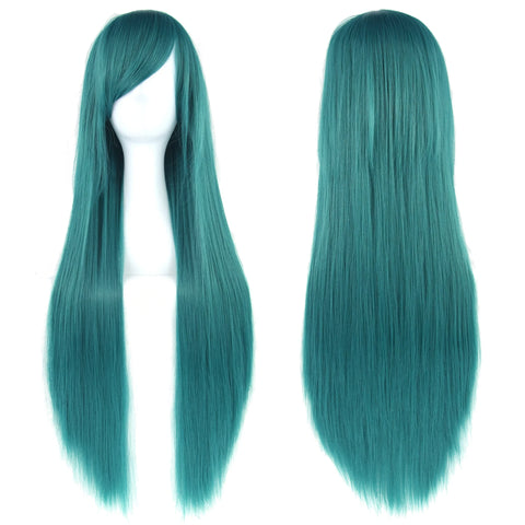 Soowee Long Synthetic Hair White Purple Cosplay Wigs Party Black Hair Straight Wig Hairpiece for Women