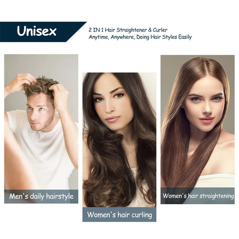 CkeyiN Mini Hair Flat Iron 2 in 1 Hair Straightener and Curler Portable Straightening Iron Constant Temperature